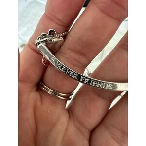 Sterling Silver Forever Friends Paw Print Bracelet‎ Adjustable Cubic Zirconia
